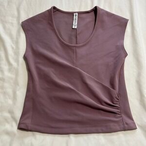 Athleta Renew Rib Wrap Top Mauve Purple Sleeveless Yoga Studio XS 598819-01